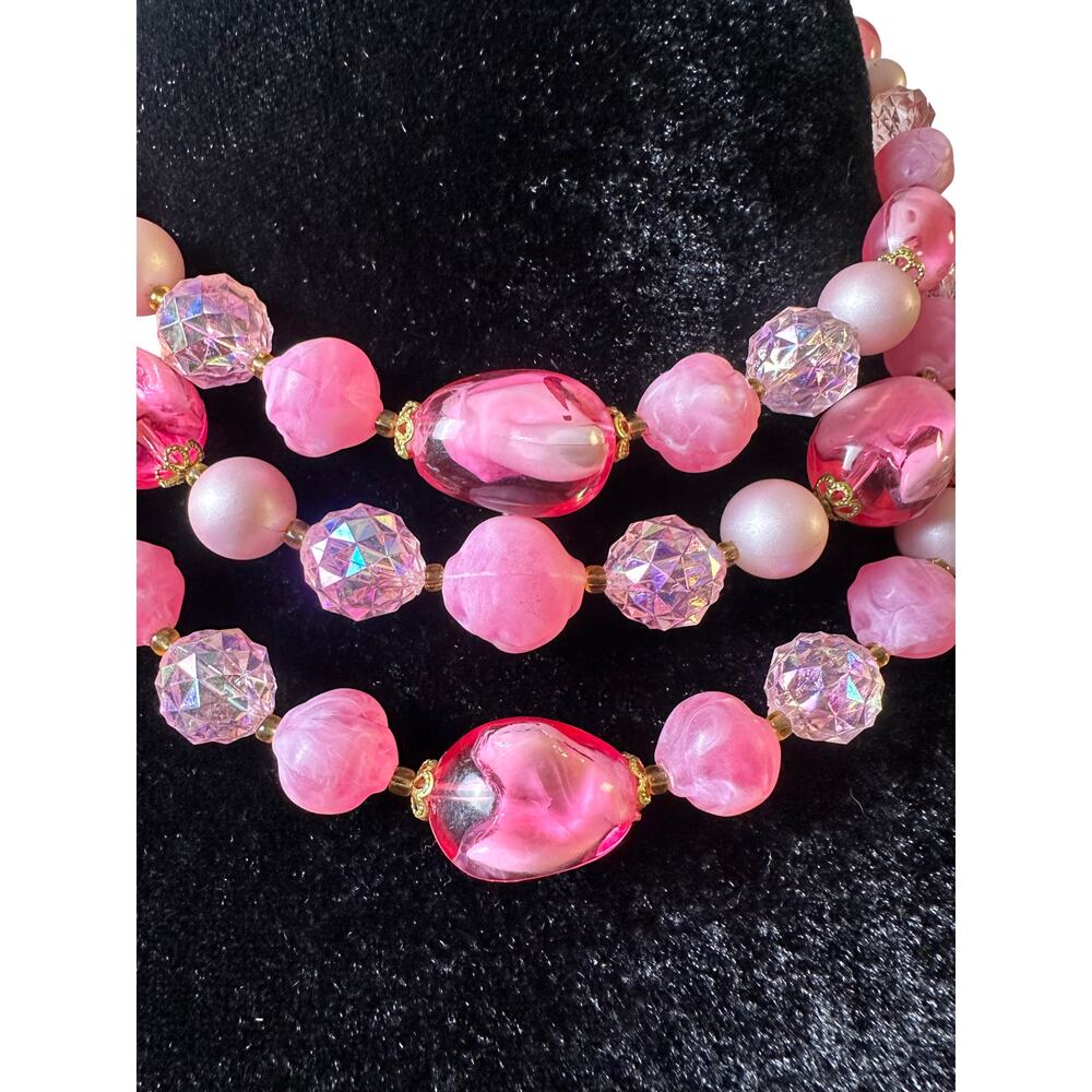 Vintage West Germany Pink Multi-Strand Beaded Necklace | 1950s–1960s - Picture 7 of 7
